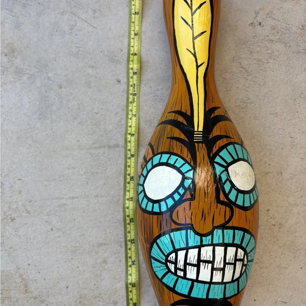 Hand-Painted Tiki Art Sculpture– Outsider Art Folk Decor
